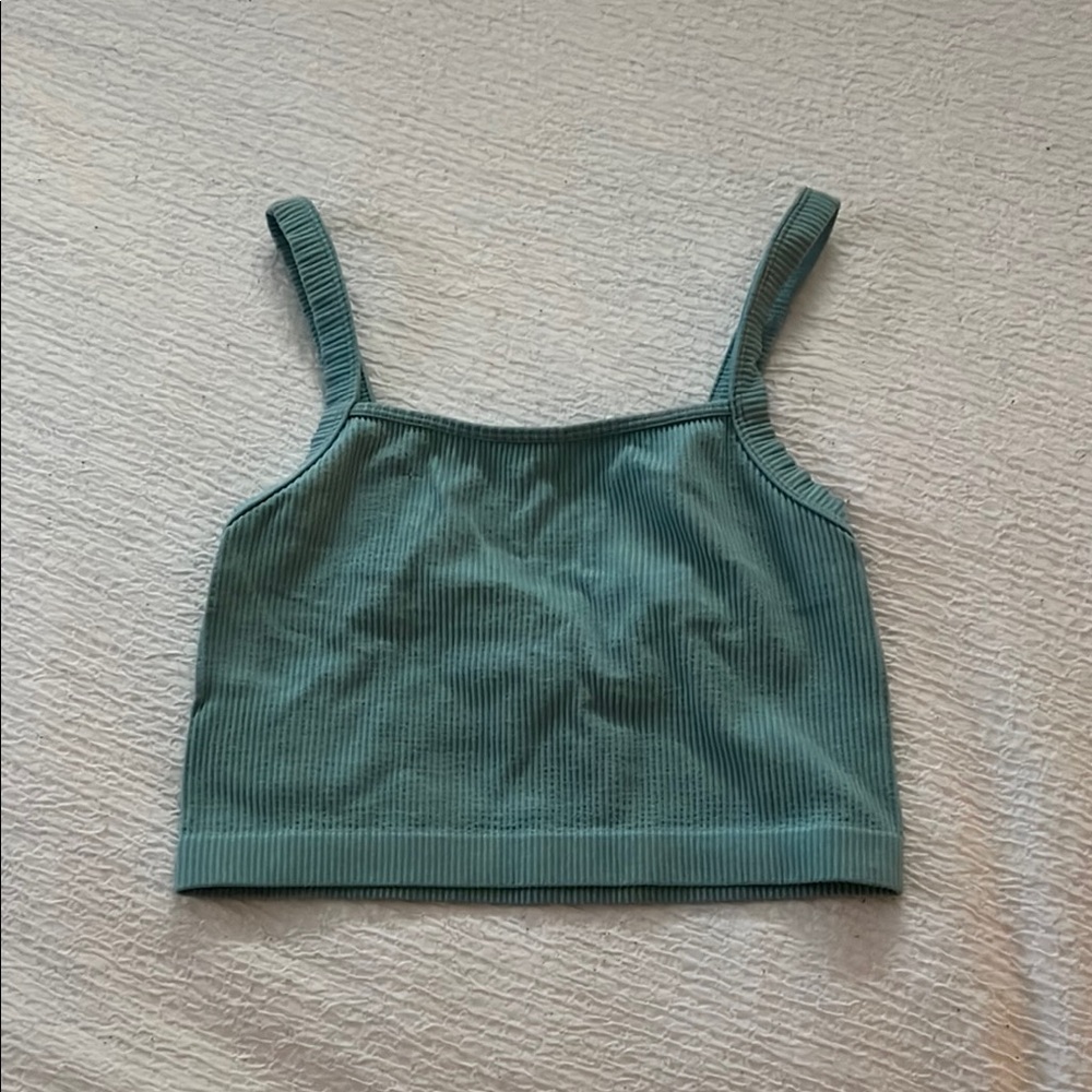 Urban Outfitters Green Fitted Crop Tank Top